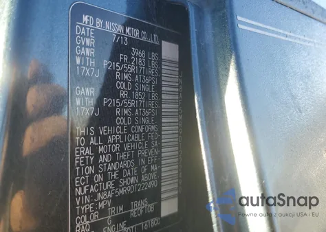 2013 Nissan Juke S из США, поврежденный, VIN JN8AF5MR9DT222490